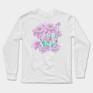Soft Lilac Flowers and Dew Drops Long Sleeve T-Shirt